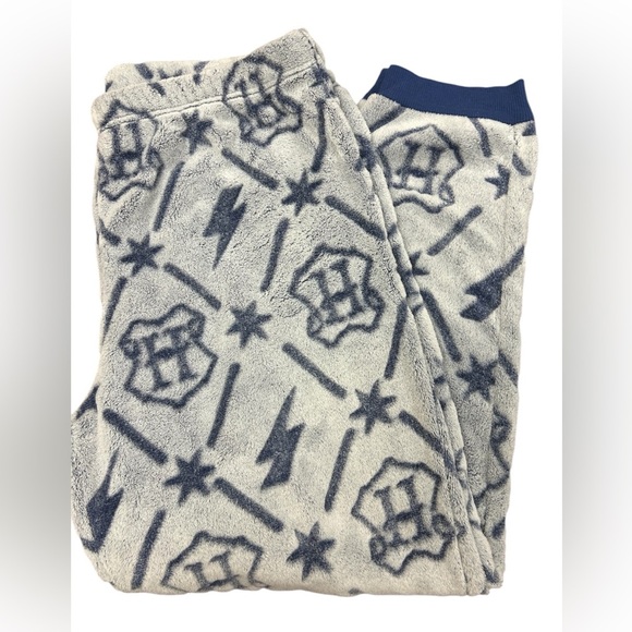 Harry Potter Warm Fuzzy 2 pc, blue pajama set, size Large, GUC - Picture 3 of 5